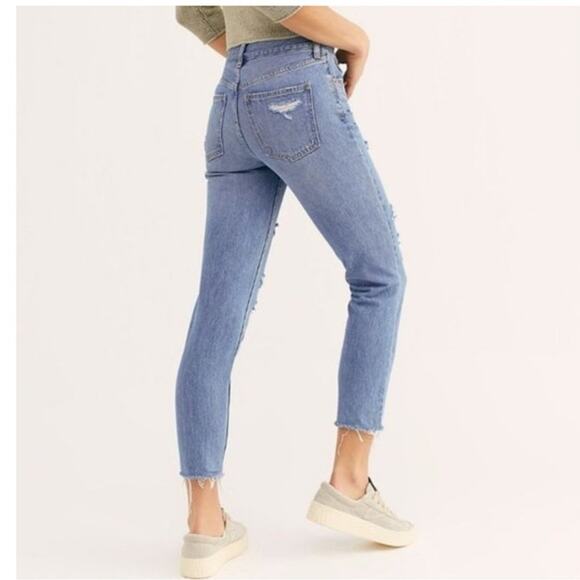 Free People blossom rigid skinny jeans size 27 high rise button fly distressed - Picture 2 of 15